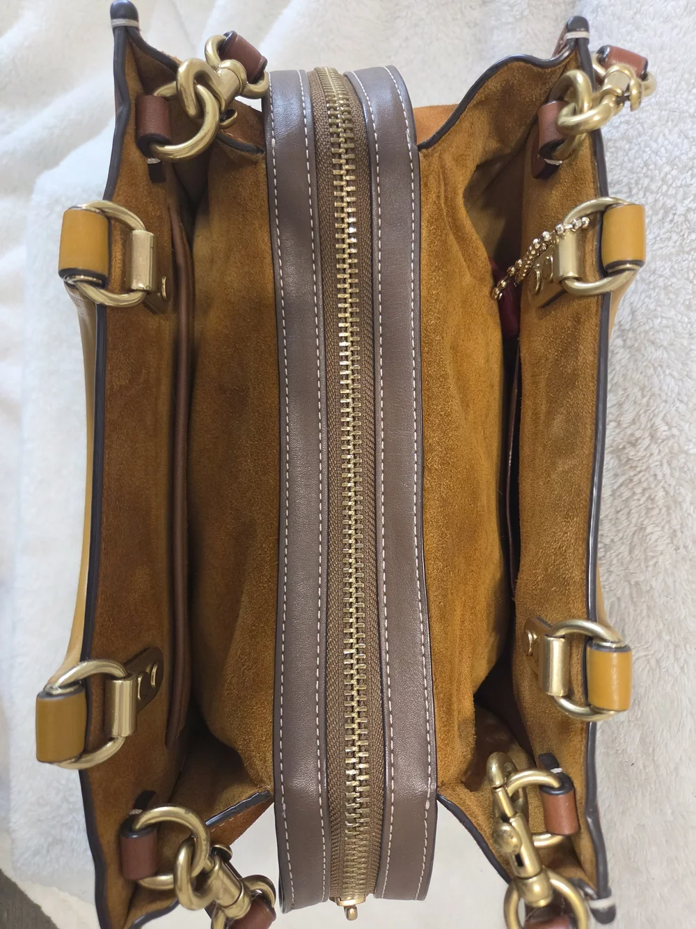 Coach Signature Canvas Satchel in Brown & Mustard
